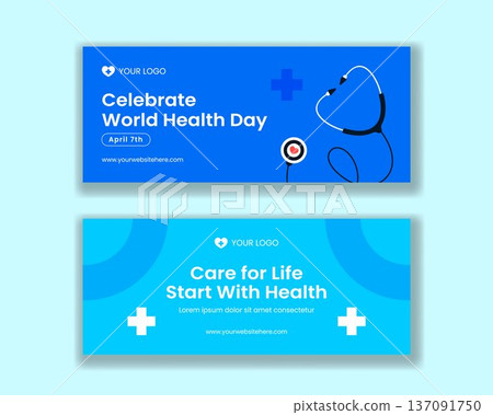 World Health Day Background Horizontal Banner Hand Drawn Flat Cartoon Illustration 137091750