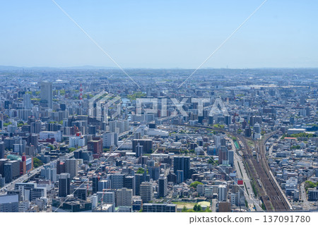 從空中俯瞰這座龐大的城市 從空中俯瞰這座龐大的城市 137091780