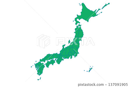 綠色日本地圖輪廓插圖素材 綠色日本地圖輪廓插圖素材 137091905