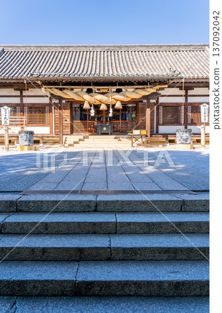 Achi Shrine, worship hall, Kurashiki Bikan Historical Quarter sightseeing (a shrine dedicated to the Three Munakata Goddesses, guardian deities of maritime traffic enshrined on Mount Tsurugata) 137092042