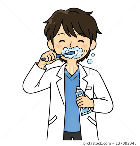 一位老師正在刷牙 一位老師正在刷牙 137092345