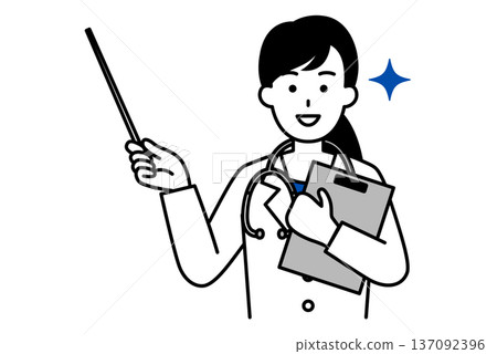 A female doctor explaining with a pointer 137092396