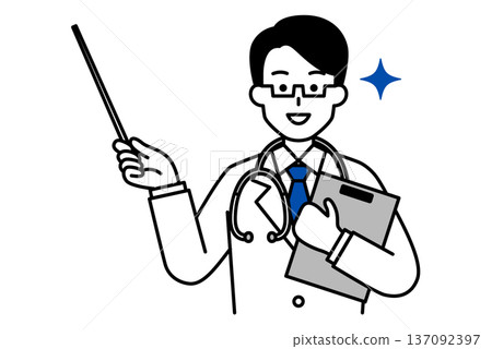Male doctor explaining with a pointer 137092397