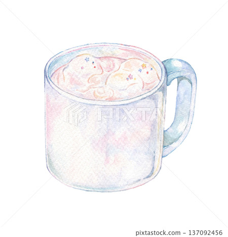 Hot milk in a glass watercolor 137092456