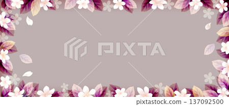 絢麗的花朵翩翩起舞的水彩向量邊框插圖背景 絢麗的花朵翩翩起舞的水彩向量邊框插圖背景 137092500