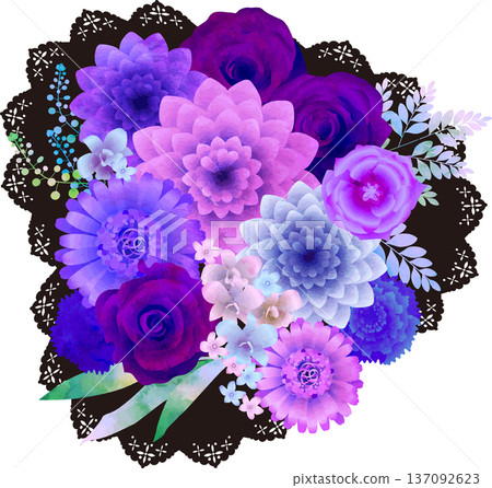 紫色花束和黑色蕾絲 紫色花束和黑色蕾絲 137092623