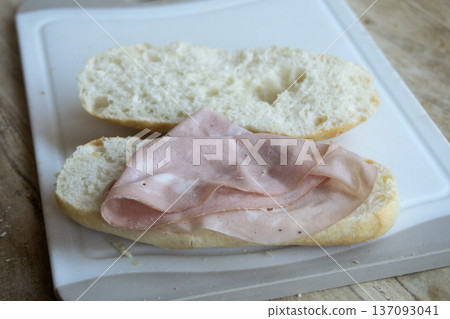 Pizza bianca romana with mortadella slices Pizza bianca romana with mortadella slices 137093041