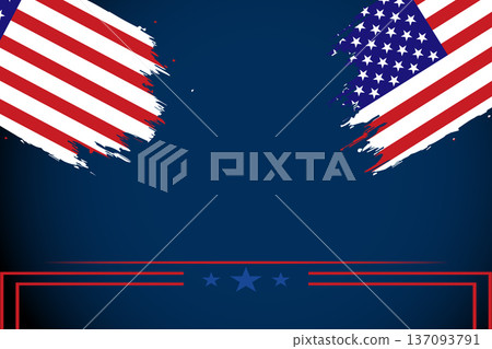 Patriotic American Flag Background With Grunge Brush Strokes and Stars for Independence Day 137093791