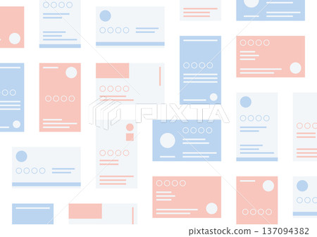A transparent background illustration of blue and pink business cards neatly arranged 137094382