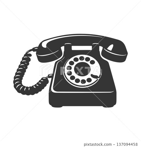 Retro black telephone silhouette icon 137094458