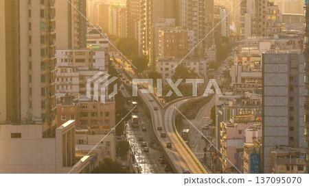 Golden Hour Light Shines Across Bustling Kowloon Road Network Feb 15 2026 Golden Hour Light Shines Across Bustling Kowloon Road Network Feb 15 2026 137095070