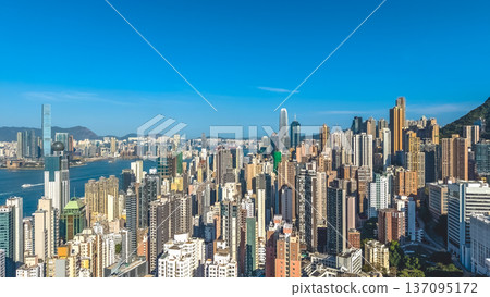 Sai Ying Pun Skyline Overlooks Vibrant Victoria Harbour Vista Feb 14 2026 137095172