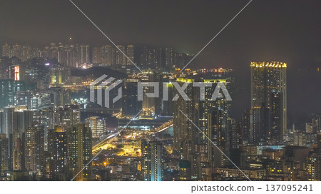 Expansive East Kowloon Skyline Glows Brightly Under Night Sky Feb 13 2026 137095241