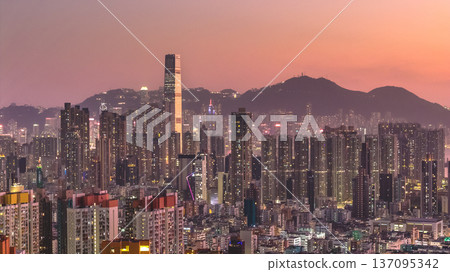 Yau Tsim Mong Towers Shine Across Densely Packed Skyline Feb 13 2026 137095342