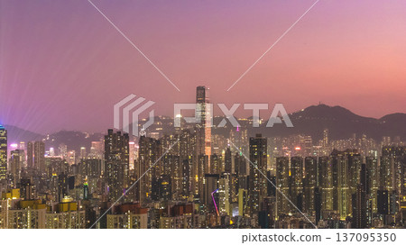 Yau Tsim Mong Towers Shine Across Densely Packed Skyline Feb 13 2026 137095350