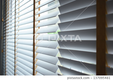 white window blinds in home, object for decorate interior of house white window blinds in home, object for decorate interior of house 137095481