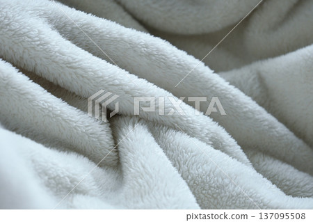 white soft fluffy blanket textile 137095508