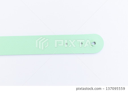 light green leather strap isolated on white background 137095559