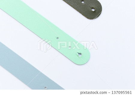 pastel colorful leather strap isolated on white background 137095561