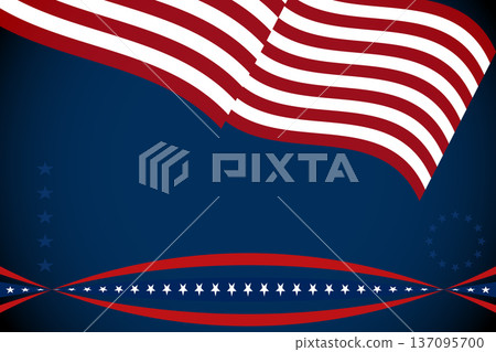 Waving American Flag Background With Stars, Stripes And Patriotic Red White Blue Design 137095700