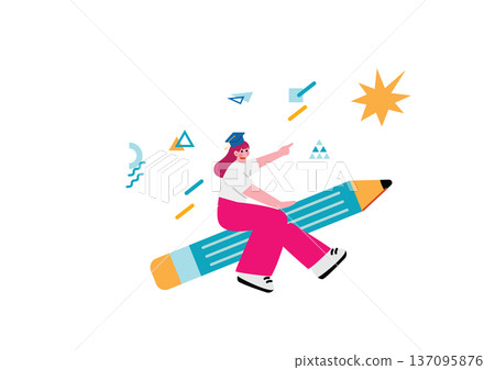 一幅女孩啟程出國留學的插圖 137095876