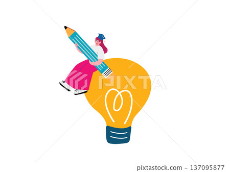 A student girl who comes up with an idea A student girl who comes up with an idea 137095877