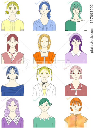 12星座圖案女孩套裝 12星座圖案女孩套裝 137095902