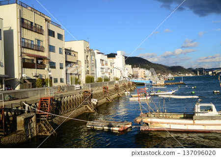 Onomichi Channel Fishing Boat Mooring Area in the Western Sun-3 137096020