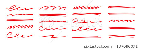Red brush stroke underline collection. Marker pen highlight stroke pack. Vector swoosh brush underline set for accent, marker emphasis element. Vector Red brush stroke underline collection. Marker pen highlight stroke pack. Vector swoosh brush underline set for accent, marker emphasis element. Vector 137096071