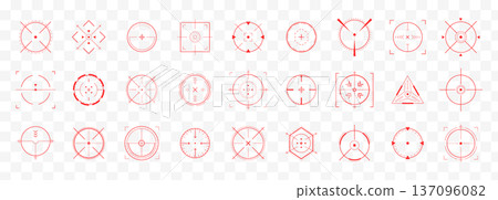 Dynamic Hud with red crosshair. Precise alignment for tech asset and bullseye focus. Colorful buttons and exploding clip art. Future vision with science and progress. UI Vector illustration Dynamic Hud with red crosshair. Precise alignment for tech asset and bullseye focus. Colorful buttons and exploding clip art. Future vision with science and progress. UI Vector illustration 137096082