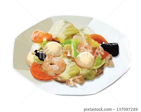 Eight Treasures (octagonal plate) 137097289