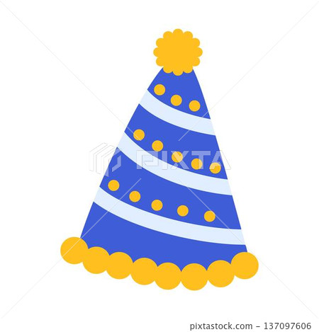 striped blue party hat illustration striped blue party hat illustration 137097606