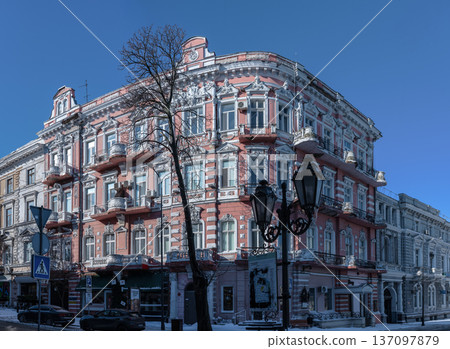 Snowy winter cityscape of UNESCO historic center of Odessa, Ukraine Snowy winter cityscape of UNESCO historic center of Odessa, Ukraine 137097879