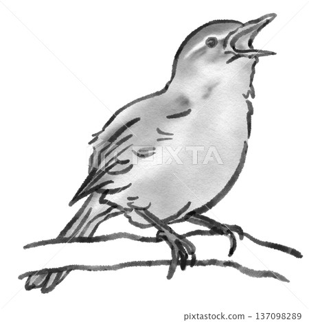 鳴囀鶯（水墨畫風格） 137098289