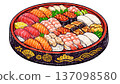 各種握壽司的插圖 137098580