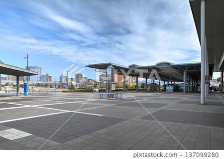Tram stop in front of Hiroshima Port Ujina Passenger Terminal 137099280