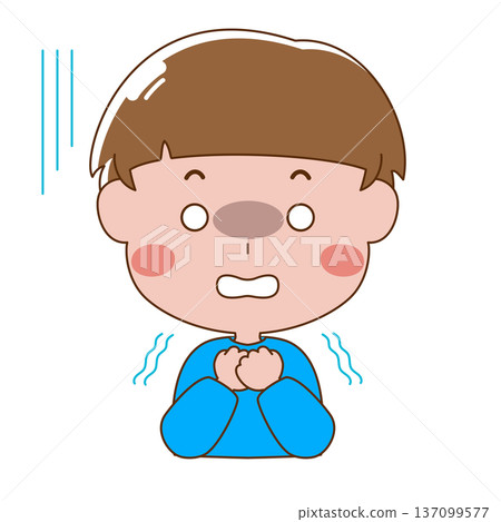 一幅描繪一個害怕發抖的男孩的插圖 137099577