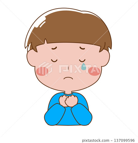 一個哭泣的男孩的例證 一個哭泣的男孩的例證 137099596