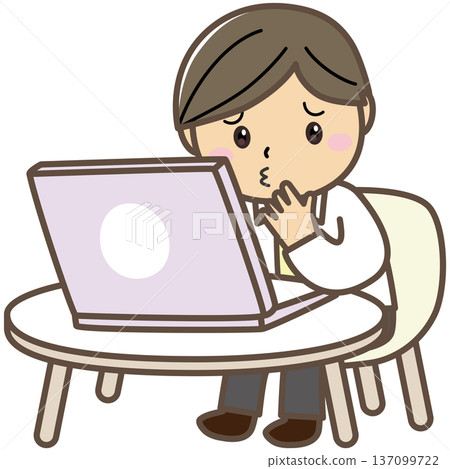 Man suffering from troubles working from home | Image of IT problems and work stagnation Man suffering from troubles working from home | Image of IT problems and work stagnation 137099722