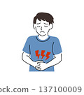 A man suffering from stomach pain with a simple touch 137100009
