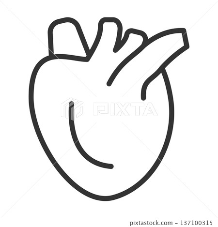 簡單的黑白心形圖示插圖 簡單的黑白心形圖示插圖 137100315