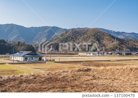 Rural scenery of Lake Biwa in the back of the mountains, Nagahara, Nagahama City, Shiga Prefecture Rural scenery of Lake Biwa in the back of the mountains, Nagahara, Nagahama City, Shiga Prefecture 137100470