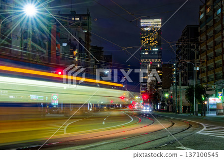 Hankai火車和Abeno Harukas的夜景 Hankai火車和Abeno Harukas的夜景 137100545