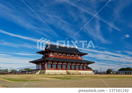 Heijokyo ruins and Daigokuden in winter 137101192