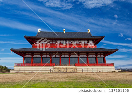 Heijokyo ruins and Daigokuden in winter Heijokyo ruins and Daigokuden in winter 137101196