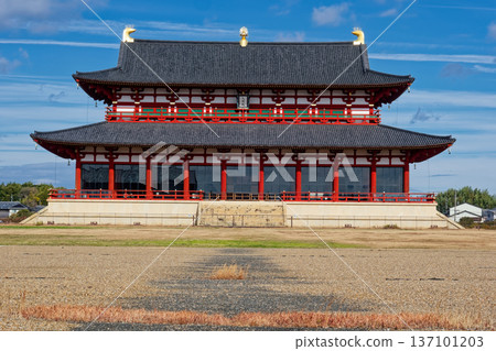 Heijokyo ruins and Daigokuden in winter 137101203