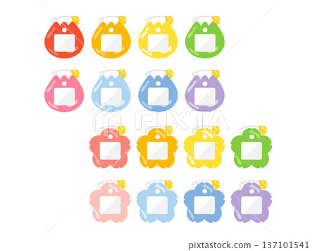 16 types of flower name tag illustration set 137101541