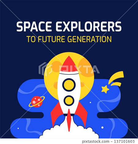 International Day Of Human Space Flight Flat Hand Drawn Cartoon Illustration 137101603