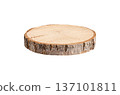 A section of wood with a textured surface. Isolated on a white background 137101811