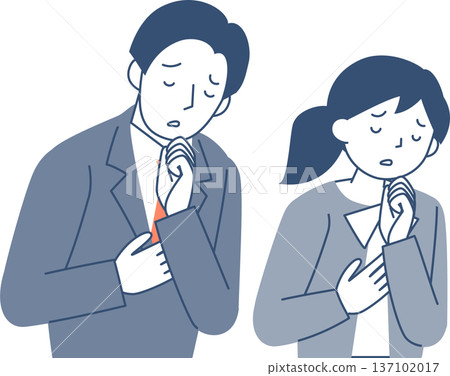 The upper body of a worried young woman and young man The upper body of a worried young woman and young man 137102017